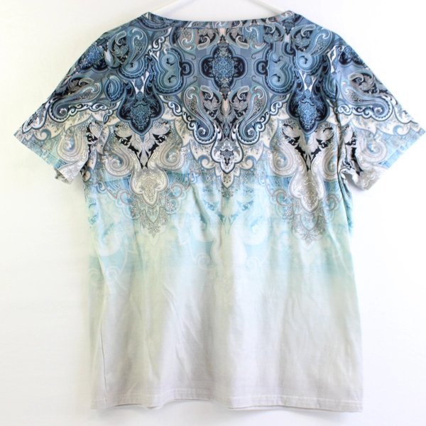 Unbranded Blue/White 90s/2000s Style Short Sleeve Shirt Women's Size XL