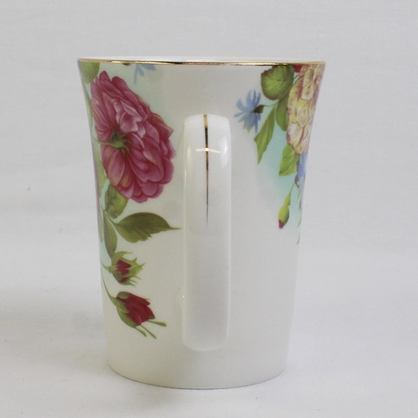 Sandra's Rose Bone China Trumpet Mug 11oz Tea Cup Floral Design