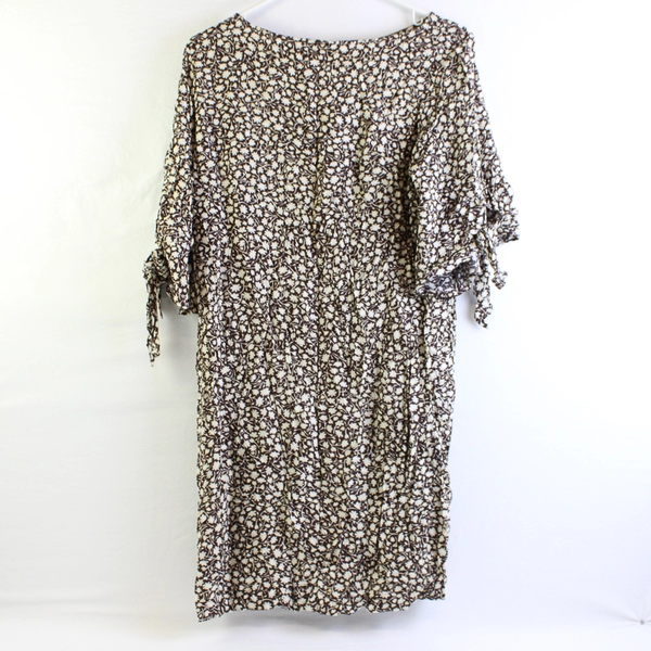 H&M Women's 8 Brown and Beige Floral Dress with Slit Sleeves