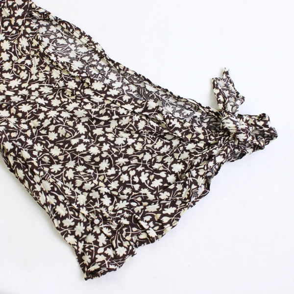 H&M Women's 8 Brown and Beige Floral Dress with Slit Sleeves