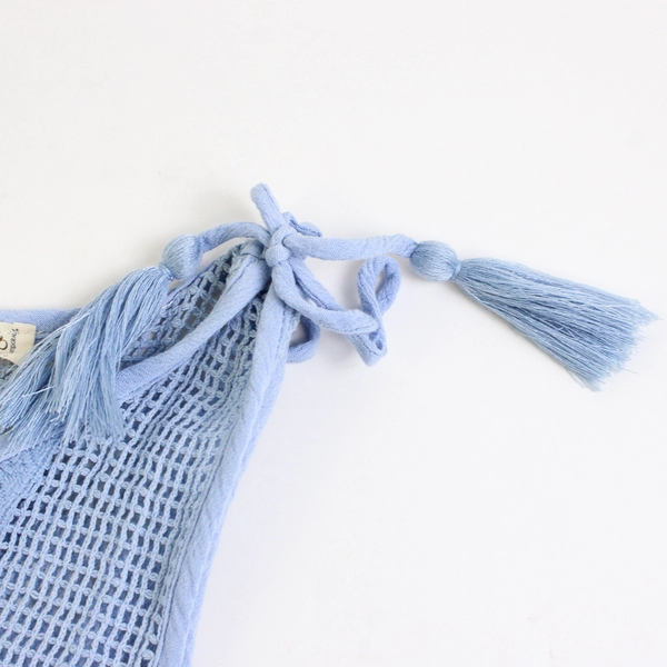 Democracy Artisan Crafted Women's 2X Baby Blue Tasseled Tank Top 