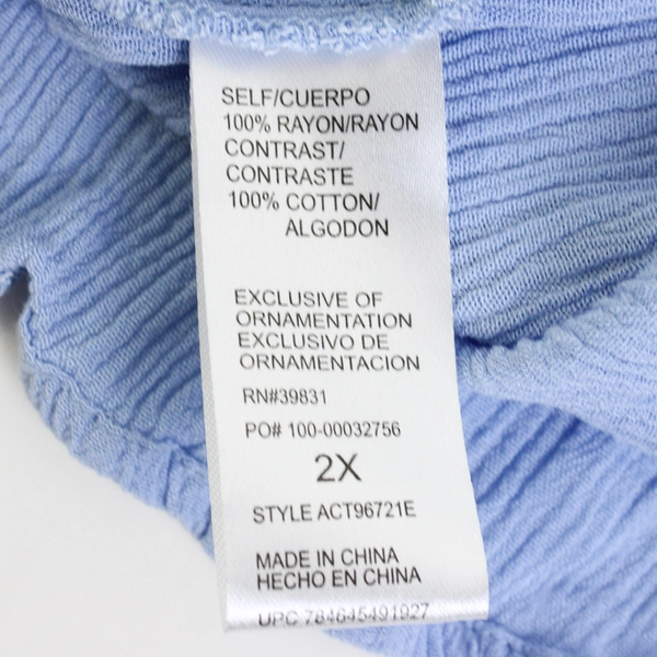 Democracy Artisan Crafted Women's 2X Baby Blue Tasseled Tank Top 