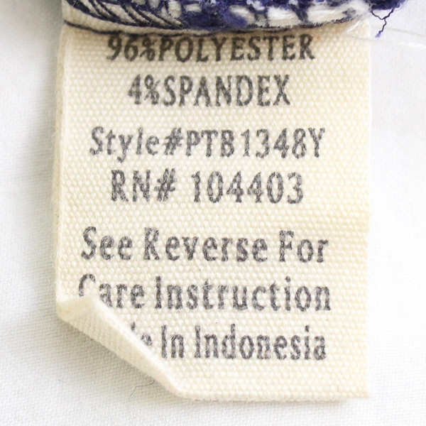 Flower & Feather Women's 3XL Navy with White Details Button Up Blouse 