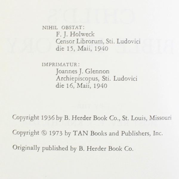 1973 Child's Bible History FJ KNECHT Traditional Roman Catholic Children’s Book