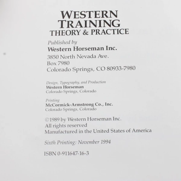 Western Training Theory & Practice by Jack Brainard Paperback
