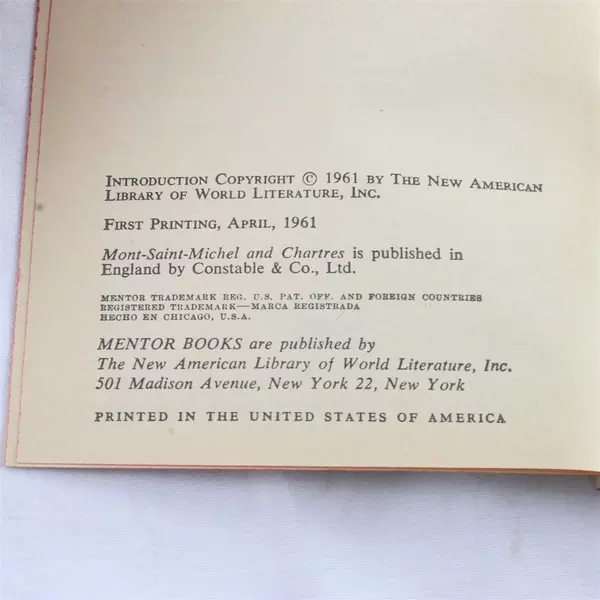 Mont-Saint-Michel and Chartres by Henry Adams 1st Edition 1961 Paperback