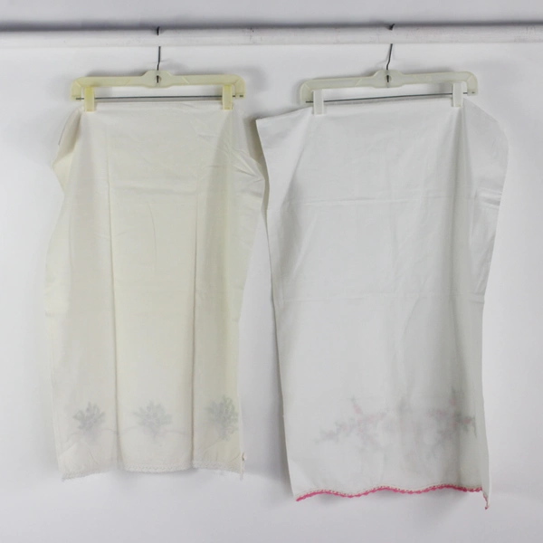 Lot of 2 VTG Floral Embroidered Queen Pillowcases FLAWED DIY Fabric Upcycling