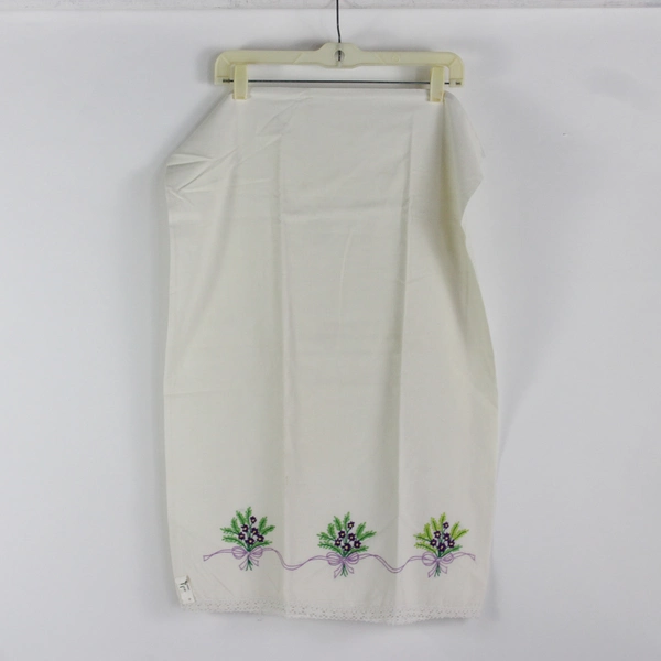 Lot of 2 VTG Floral Embroidered Queen Pillowcases FLAWED DIY Fabric Upcycling