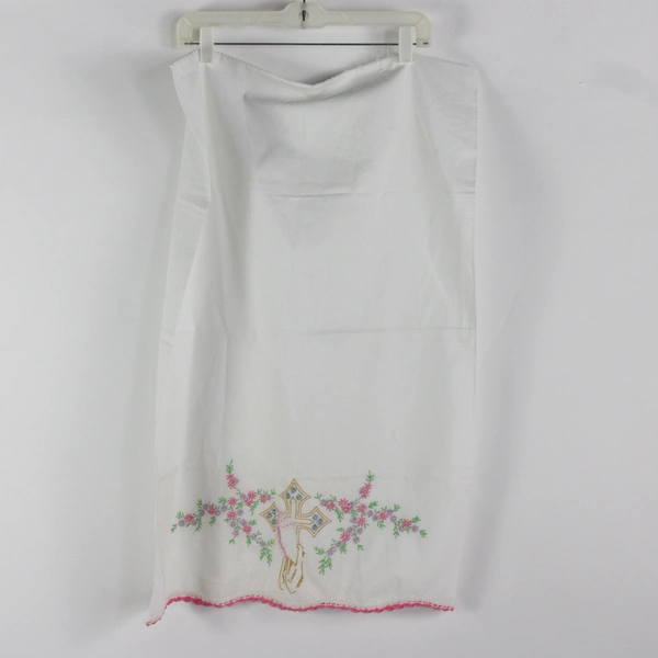 Lot of 2 VTG Floral Embroidered Queen Pillowcases FLAWED DIY Fabric Upcycling