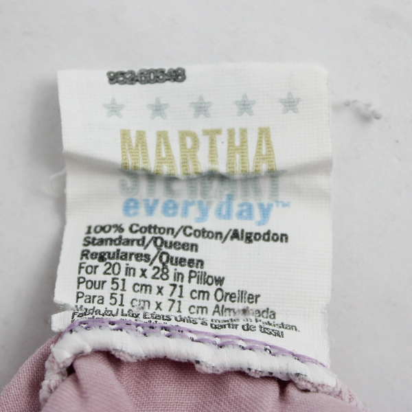 Set of 2 Martha Stewart Everyday Pale Purple/ Pink Queen Size Cotton Pillowcases