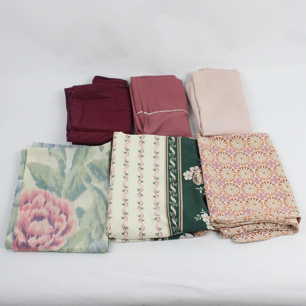 Lot of 6 Plain and Floral Standard Pillowcases DIY Fabric Upcycling