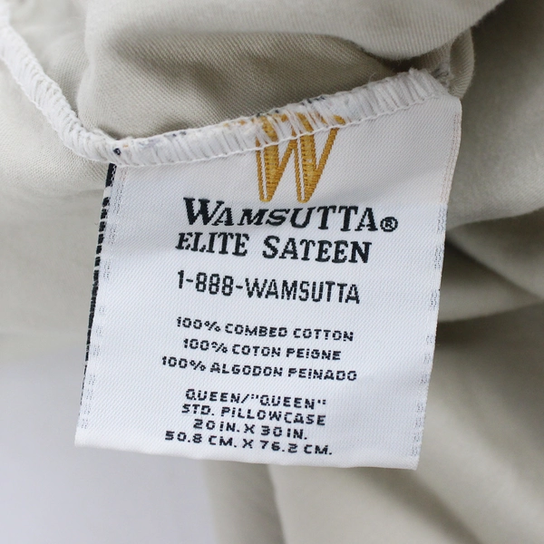 Set of 2 Wamsutta Elite Sateen Beige Combed Cotton Queen Pillowcases FLAW