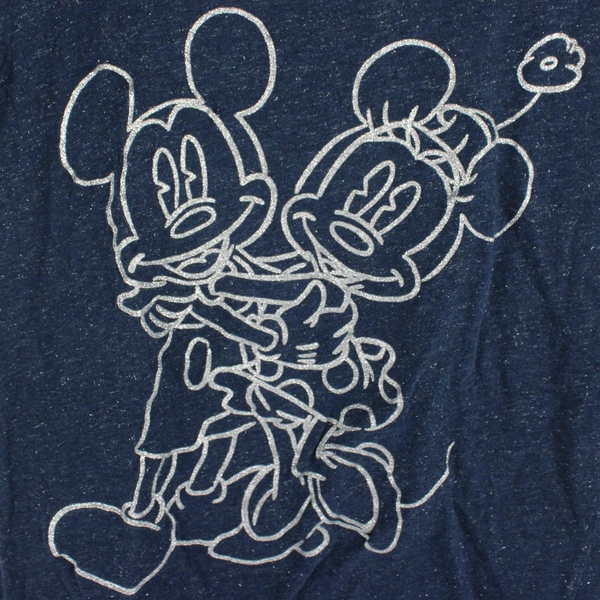 Disney Parks Authentic Juniors XL Blue Sparkly Mickey and Minnie Shirt