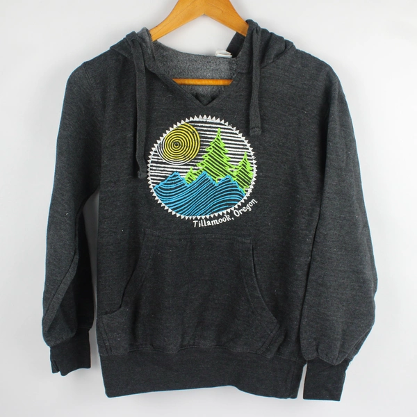 MillTex Women's S/P Gray Tillamook, Oregon Design Hoodie Pullover Sweatshirt