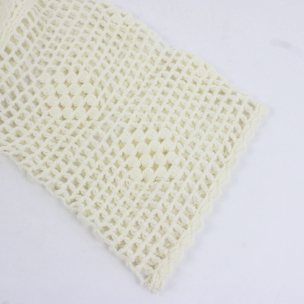 Vintage LeRoy Knitwear Women's M Ivory Open Knit Sheer Flare Sleeve Top