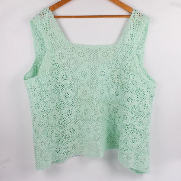 Unbranded Women's XL Green Floral Open Knit Vest