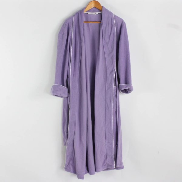 Norm Thompson Women's L/P Lavender and White Trim Long Belted Robe
