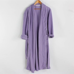 Norm Thompson Women's L/P Lavender and White Trim Long Belted Robe