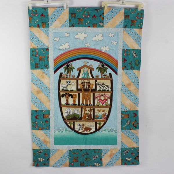 Handmade Noah's Ark Theme Baby Blanket Quilt 39" x 54"