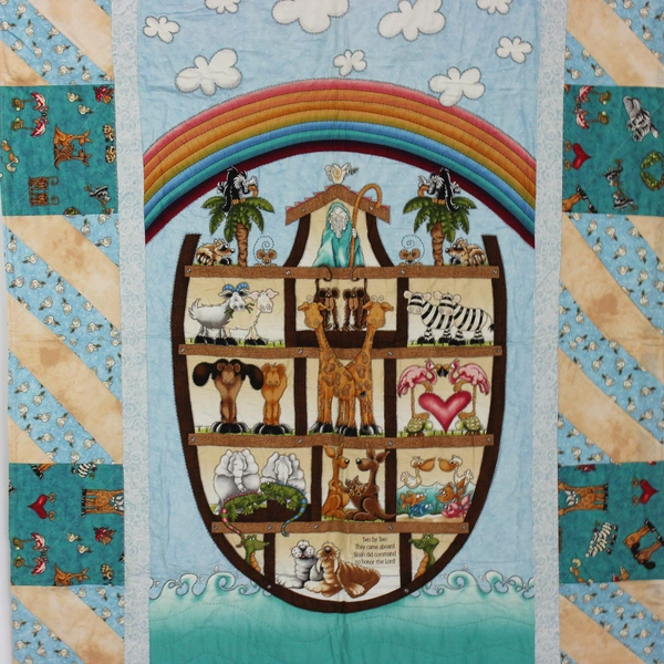 Handmade Noah's Ark Theme Baby Blanket Quilt 39" x 54"