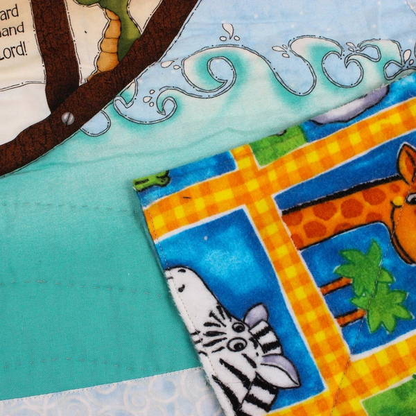 Handmade Noah's Ark Theme Baby Blanket Quilt 39" x 54"