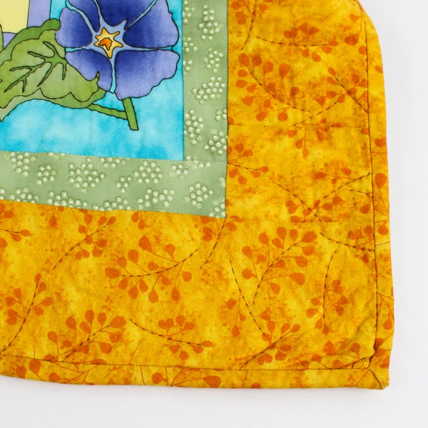 Handmade Happy Gardener Multicolor Quilt Throw 42" x 48"