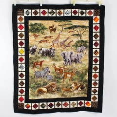 Handmade Multicolor Safari Animal Themed Quilt 41" x 48"