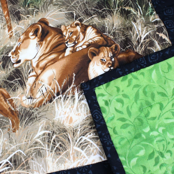 Handmade Multicolor Safari Animal Themed Quilt 41" x 48"