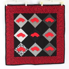Handmade Red and Black Car Themed Baby Blanket Quilt 34" x 34"