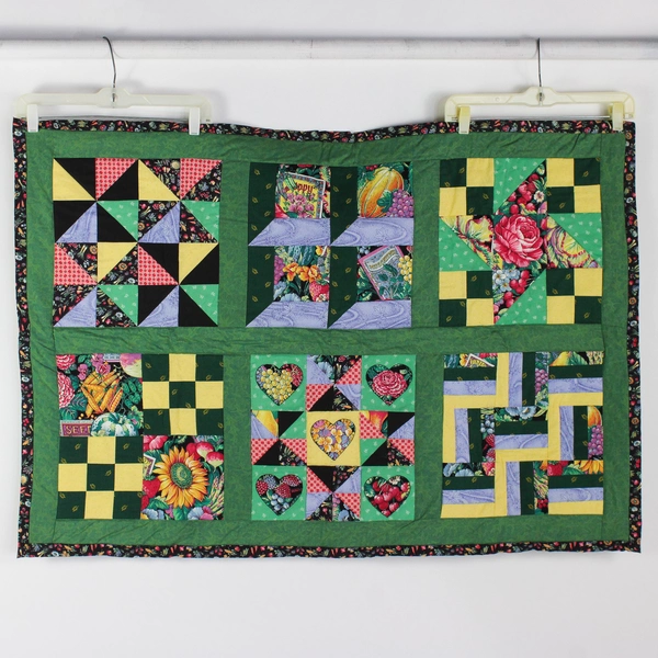 Handmade Multicolor Garden Vegetable Themed Quilt 31" x 46"