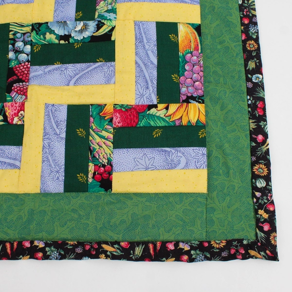 Handmade Multicolor Garden Vegetable Themed Quilt 31" x 46"