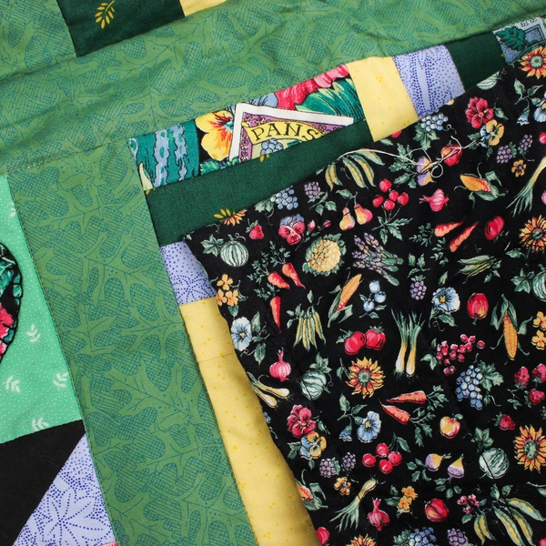 Handmade Multicolor Garden Vegetable Themed Quilt 31" x 46"