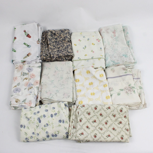 Lot of 10 Floral Patterned Standard Pillowcases DIY Fabric Upcycling