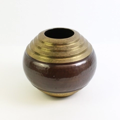 Metallic Glazed Vase Planter Pot 8" Silver Bronze Gold-Colored Anchor Mark Décor