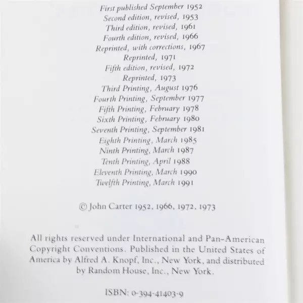 ABC for Book Collectors by John Carter 5th Revised Edition Hardcover 1987