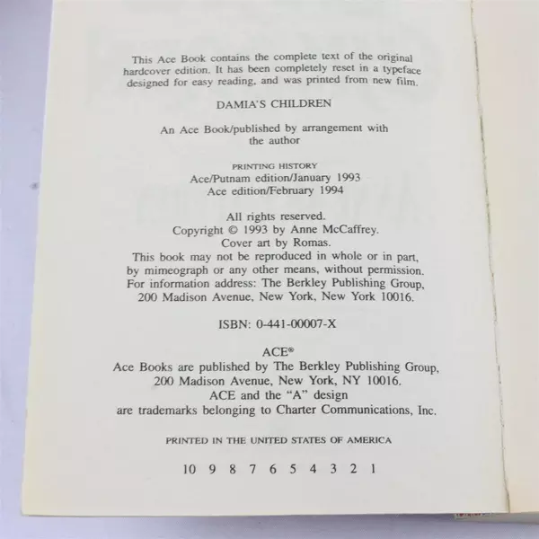 Damia's Children by Anne McCaffrey Tower and Hive Series Paperback