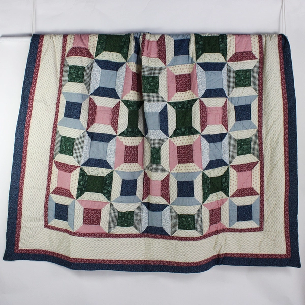 3 Piece Caress Handcrafted Cotton Face Queen Quilt Set Spools