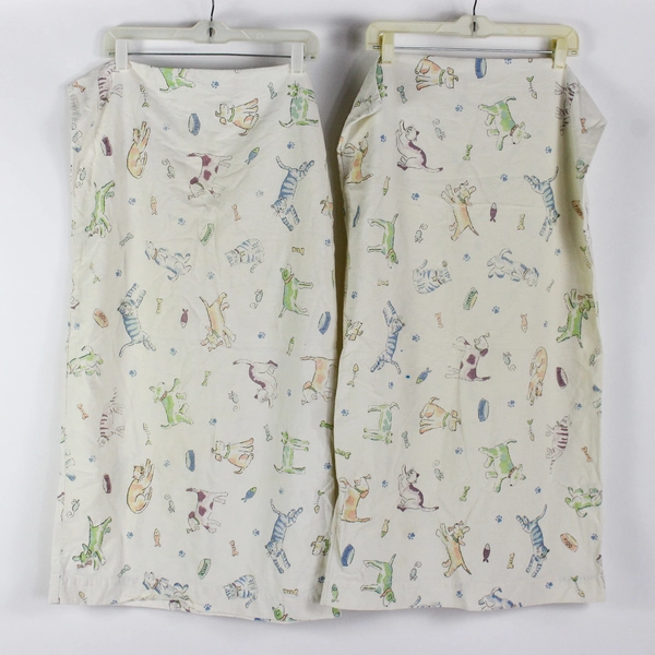 Set of 2 Divatex Dog & Cat Pattern Flannel King Pillowcases DIY Fabric Upcycling