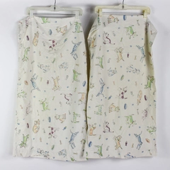 Set of 2 Divatex Dog & Cat Pattern Flannel King Pillowcases DIY Fabric Upcycling