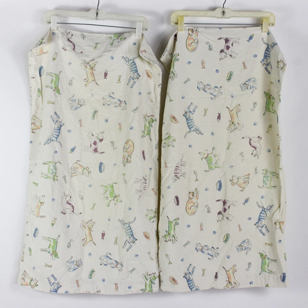 Set of 2 Divatex Dog & Cat Pattern Flannel King Pillowcases DIY Fabric Upcycling