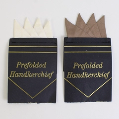 Lot of 2 U.S. Neckwear 100% Silk Pre-Folded Handkerchief Taupe and White