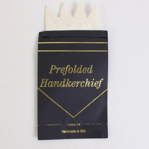 Lot of 2 U.S. Neckwear 100% Silk Pre-Folded Handkerchief Taupe and White