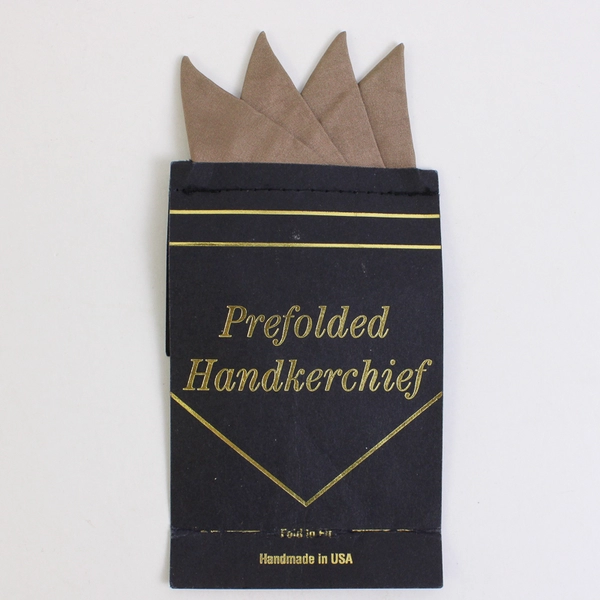 Lot of 2 U.S. Neckwear 100% Silk Pre-Folded Handkerchief Taupe and White