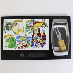 Unbranded Cheese Board Featuring Art of Different Cheeses With Cheese Fork