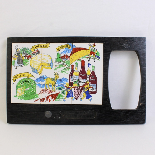 Unbranded Cheese Board Featuring Art of Different Cheeses With Cheese Fork