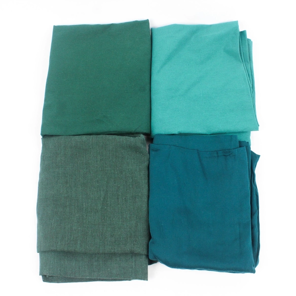 Lot of 4 Various Mixed Green Fabric Standard Pillow Cases