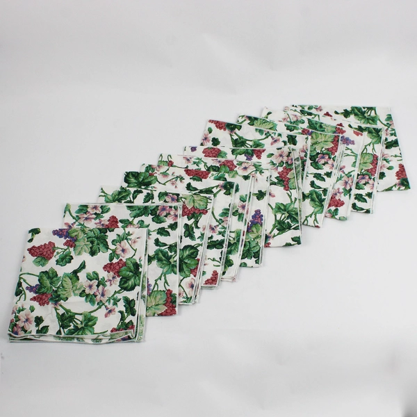 Lot of 12 Unbranded 16" Grape Vine Cotton Napkins