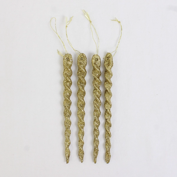 Lot of 6  Ornaments 4" Glitter Gold Foil 8-Point Christmas Star & 4 Spiral Set