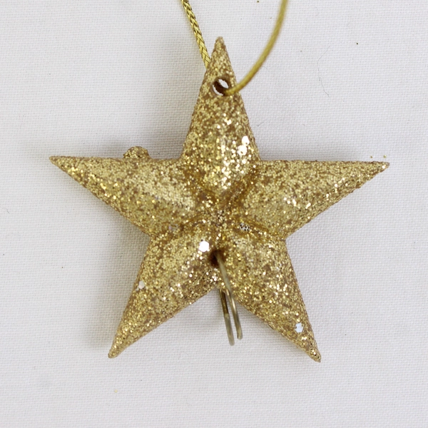 Lot of 6  Ornaments 4" Glitter Gold Foil 8-Point Christmas Star & 4 Spiral Set