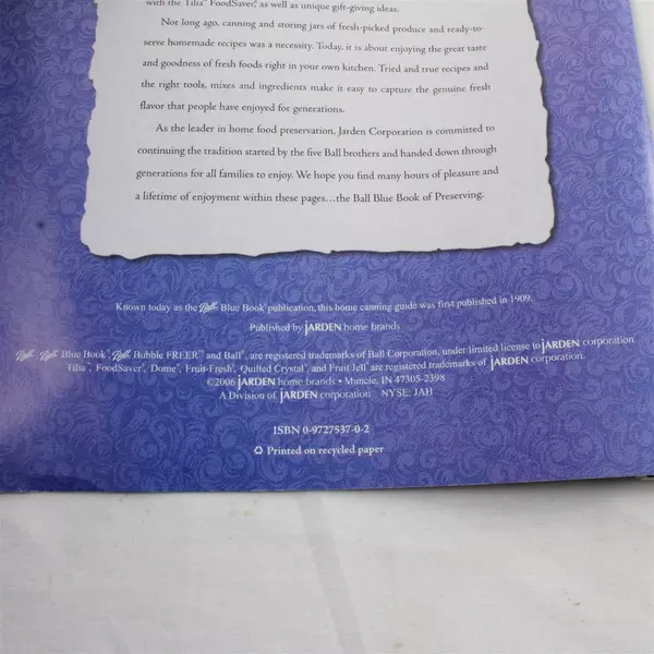 Ball Blue Book Guide to Preserving 2006 Edition Trade Paperback